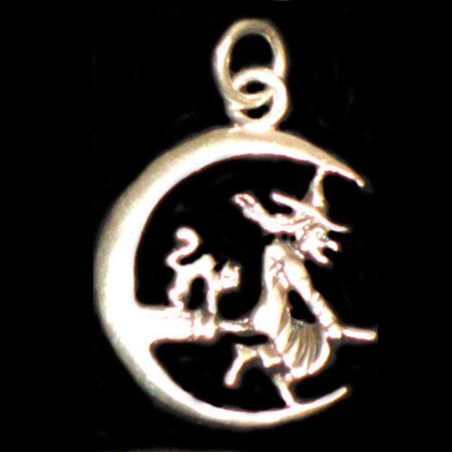 colgante plata bruja luna